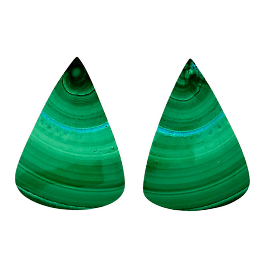 Malachite Eye Pair 19.25x27.15x4.5 mm Pear Shape Polished Gemstone LS65-04267