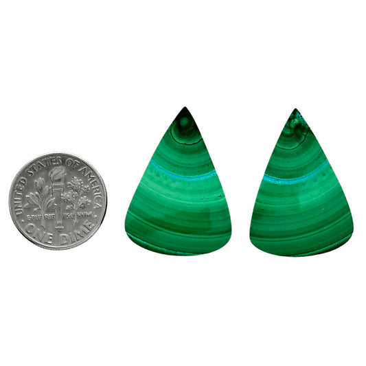 Malachite Eye Pair 19.25x27.15x4.5 mm Pear Shape Polished Gemstone LS65-04267