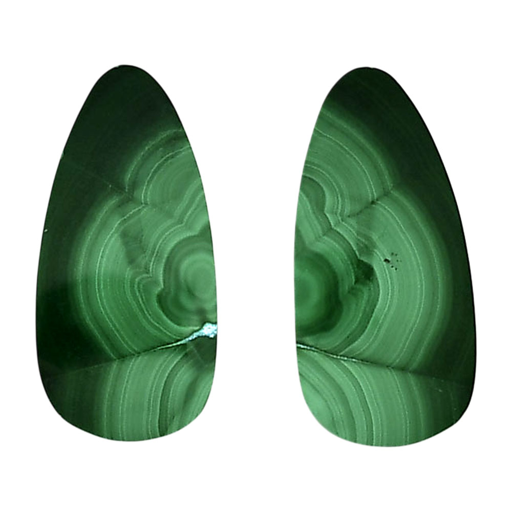 Malachite Eye Pair 12.8x26.4x4.5 mm Fancy Shape Polished Gemstone LS65-04268