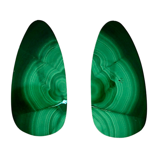 Malachite Eye Pair 12.8x26.4x4.5 mm Fancy Shape Polished Gemstone LS65-04268