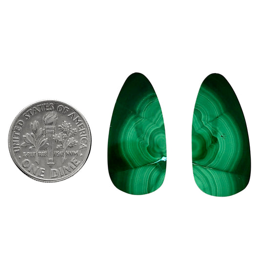 Malachite Eye Pair 12.8x26.4x4.5 mm Fancy Shape Polished Gemstone LS65-04268