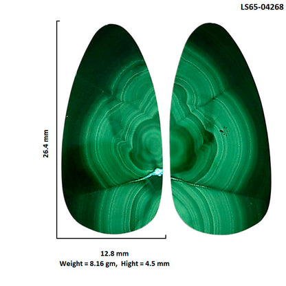 Malachite Eye Pair 12.8x26.4x4.5 mm Fancy Shape Polished Gemstone LS65-04268