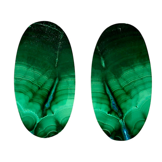 Malachite Eye Pair 13.4x25.4x4.5 mm Oval Shape Polished Gemstone LS65-04269
