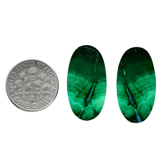Malachite Eye Pair 13.4x25.4x4.5 mm Oval Shape Polished Gemstone LS65-04269