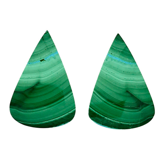 Malachite Eye Pair 17.1x25.2x4.5 mm Pear Shape Polished Gemstone LS65-04270