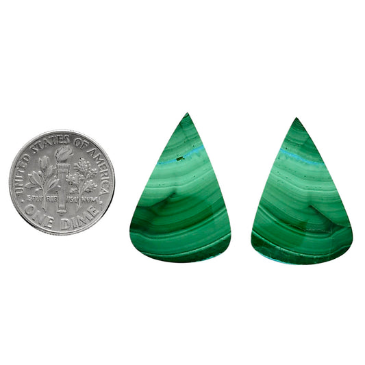 Malachite Eye Pair 17.1x25.2x4.5 mm Pear Shape Polished Gemstone LS65-04270