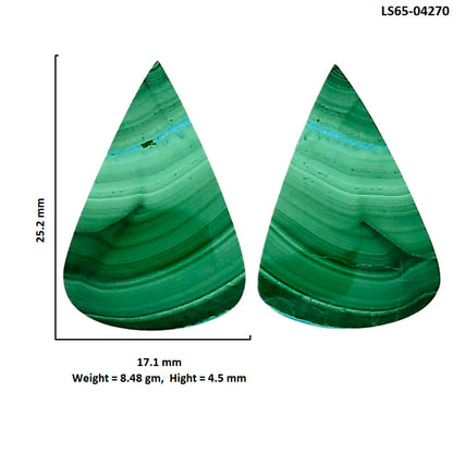 Malachite Eye Pair 17.1x25.2x4.5 mm Pear Shape Polished Gemstone LS65-04270