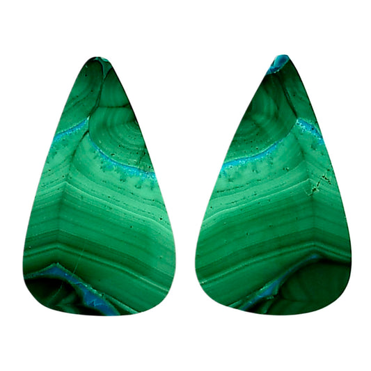 Malachite Eye Pair 15.8x26.6x4.5 mm Pear Shape Polished Gemstone LS65-04271