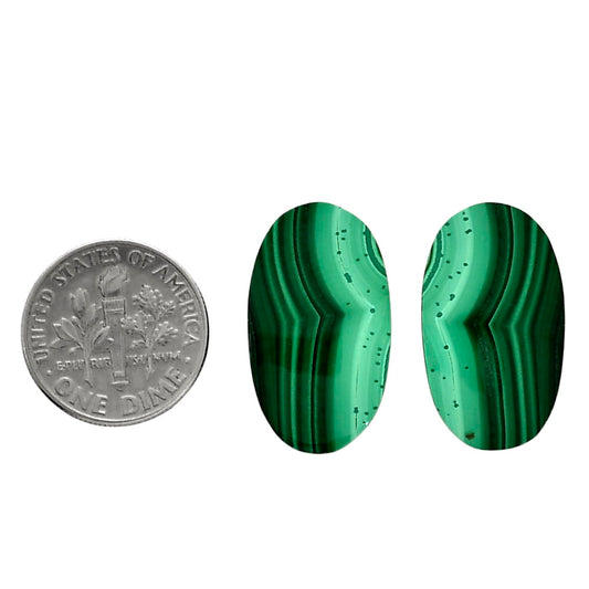 Malachite Eye Pair 13.75x23.7x4 mm Oval Shape Polished Gemstone LS65-04272
