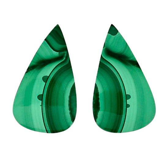 Malachite Eye Pair 14x23.7x4.3 mm Pear Shape Polished Gemstone LS65-04273