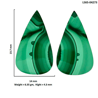 Malachite Eye Pair 14x23.7x4.3 mm Pear Shape Polished Gemstone LS65-04273