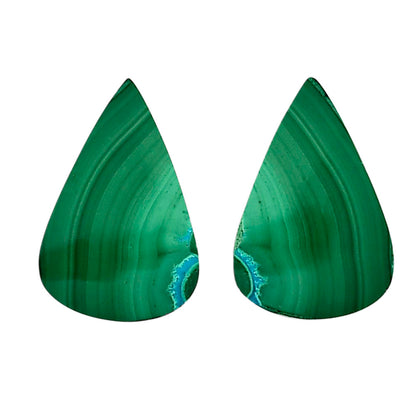 Malachite Eye Pair 15.3x23x4.5 mm Pear Shape Polished Gemstone LS65-04274