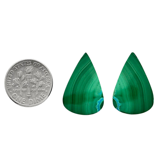 Malachite Eye Pair 15.3x23x4.5 mm Pear Shape Polished Gemstone LS65-04274
