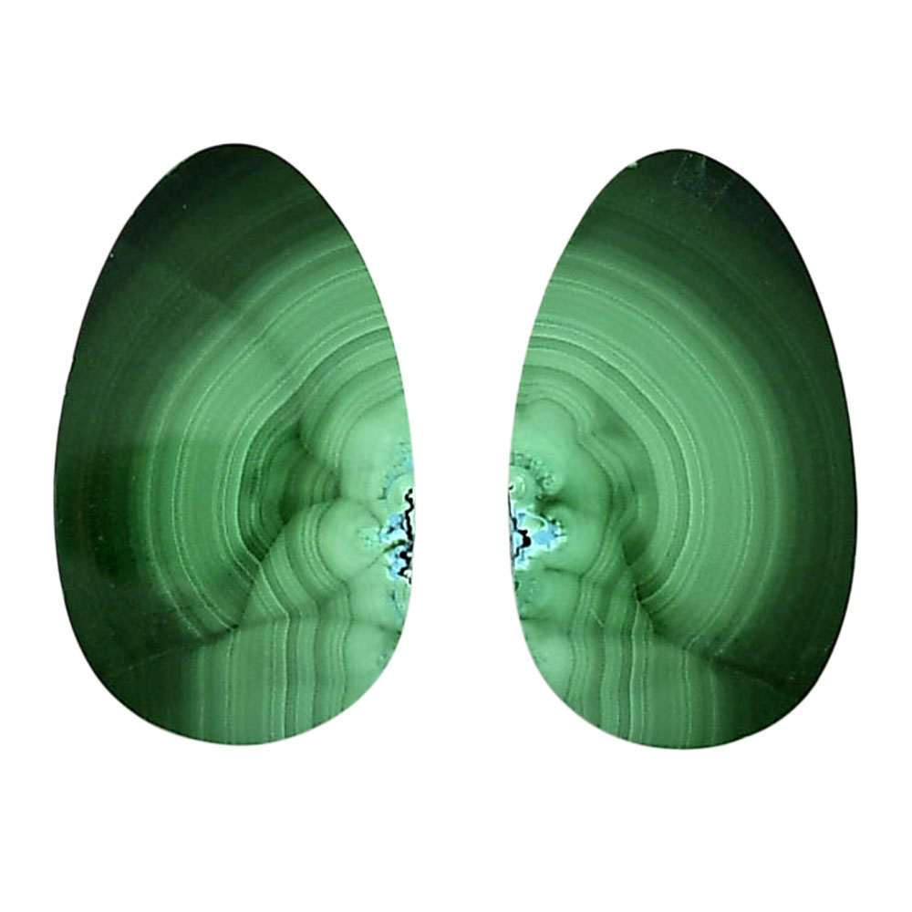 Malachite Eye Pair 14.7x24.5x4 mm Oval Shape Polished Gemstone LS65-04275