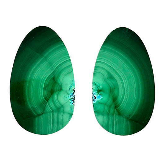 Malachite Eye Pair 14.7x24.5x4 mm Oval Shape Polished Gemstone LS65-04275