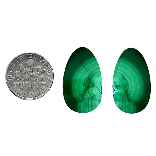 Malachite Eye Pair 14.7x24.5x4 mm Oval Shape Polished Gemstone LS65-04275