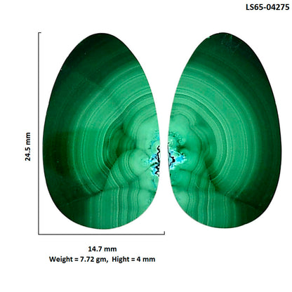 Malachite Eye Pair 14.7x24.5x4 mm Oval Shape Polished Gemstone LS65-04275