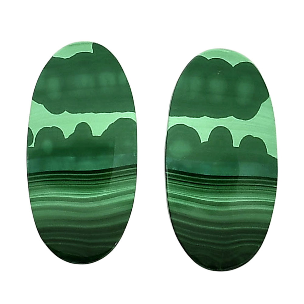 Malachite Eye Pair 13.2x26.1x4 mm Oval Shape Polished Gemstone LS65-04276