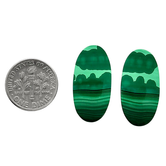 Malachite Eye Pair 13.2x26.1x4 mm Oval Shape Polished Gemstone LS65-04276