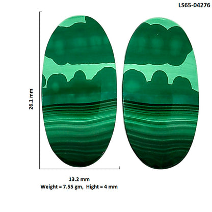 Malachite Eye Pair 13.2x26.1x4 mm Oval Shape Polished Gemstone LS65-04276