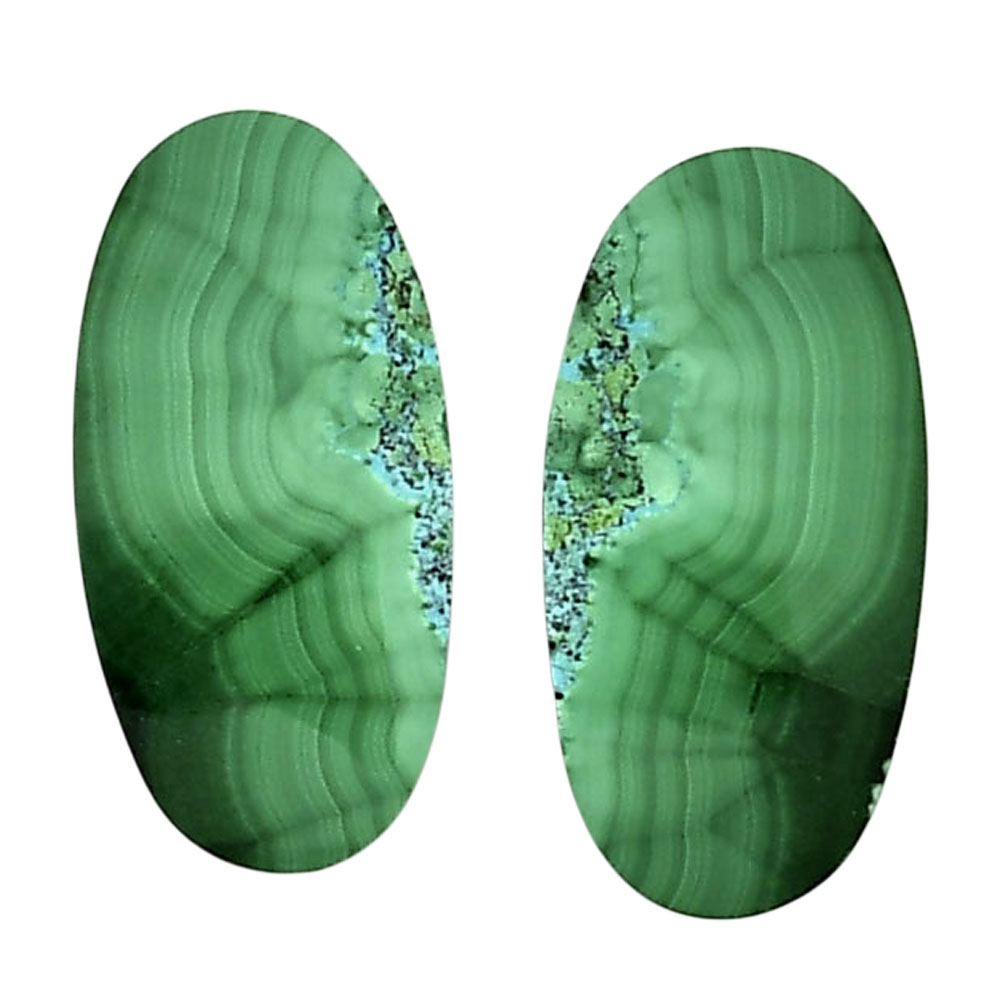 Malachite Eye Pair 13x26.2x4.5 mm Oval Shape Polished Gemstone LS65-04277