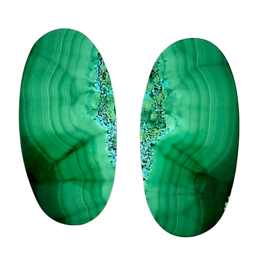 Malachite Eye Pair 13x26.2x4.5 mm Oval Shape Polished Gemstone LS65-04277