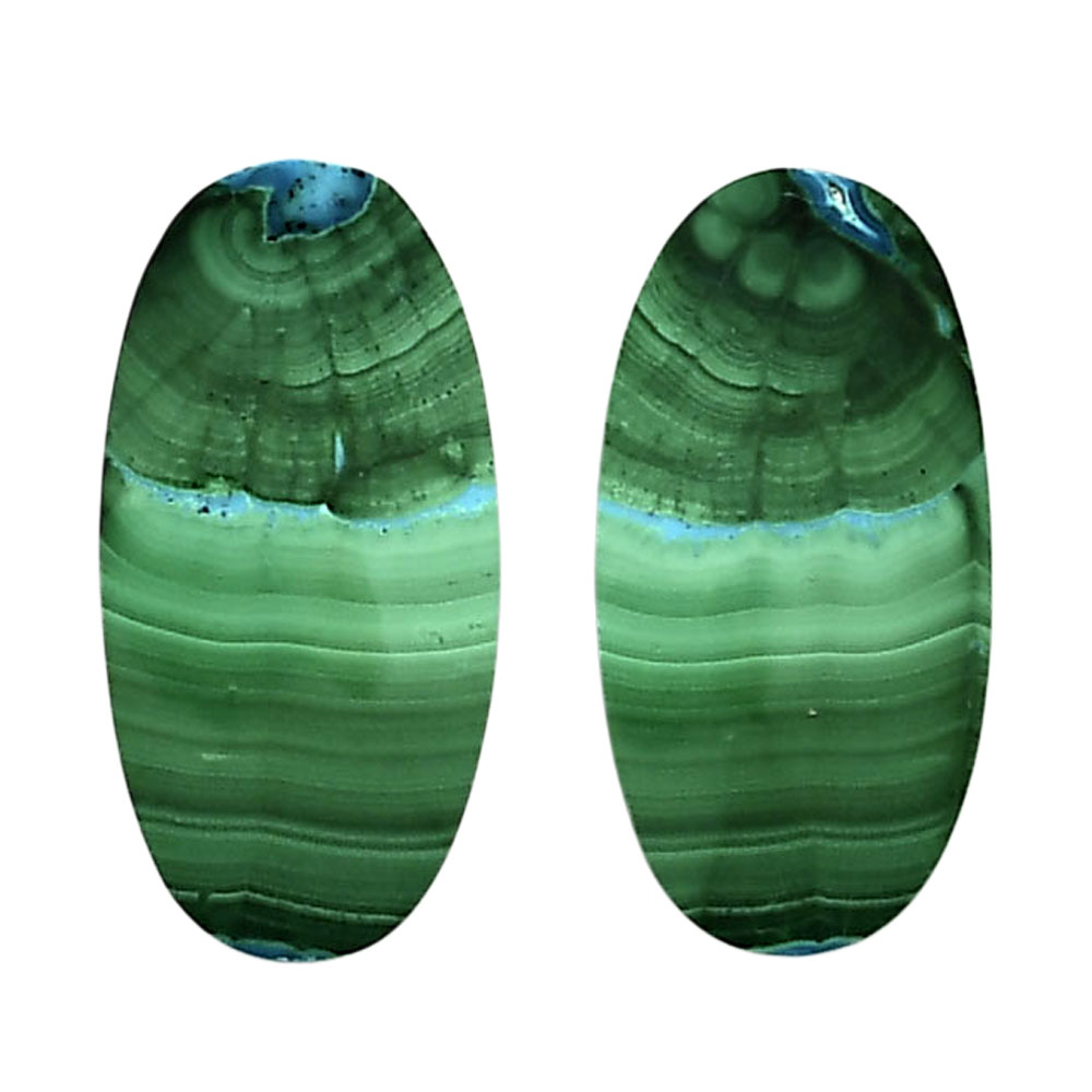 Malachite Eye Pair 13.2x26.2x4.5 mm Oval Shape Polished Gemstone LS65-04278