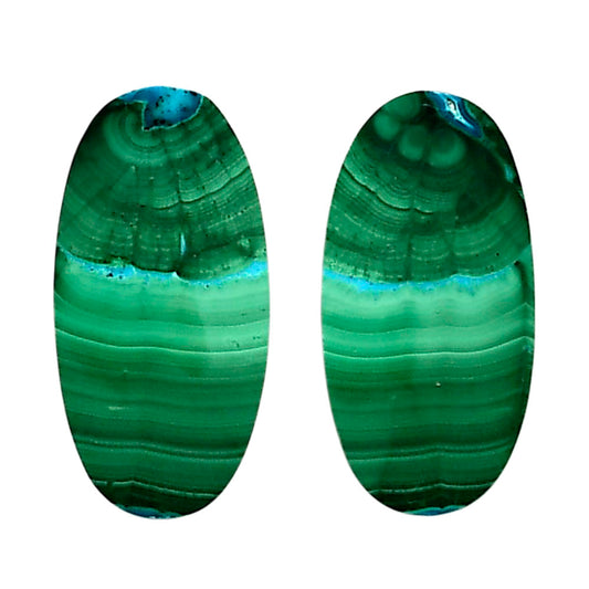 Malachite Eye Pair 13.2x26.2x4.5 mm Oval Shape Polished Gemstone LS65-04278
