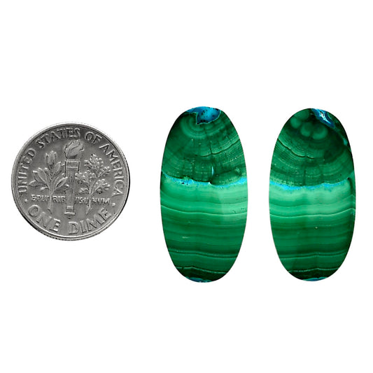 Malachite Eye Pair 13.2x26.2x4.5 mm Oval Shape Polished Gemstone LS65-04278