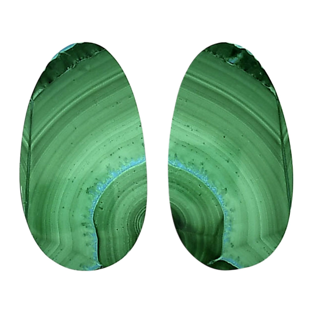 Malachite Eye Pair 14x25.35x4.5 mm Oval Shape Polished Gemstone LS65-04279