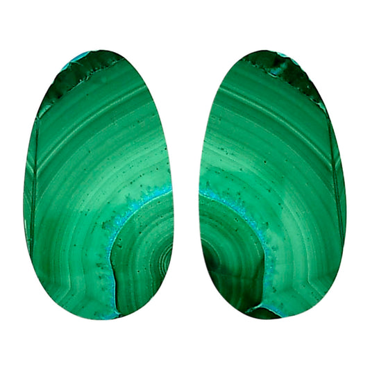 Malachite Eye Pair 14x25.35x4.5 mm Oval Shape Polished Gemstone LS65-04279
