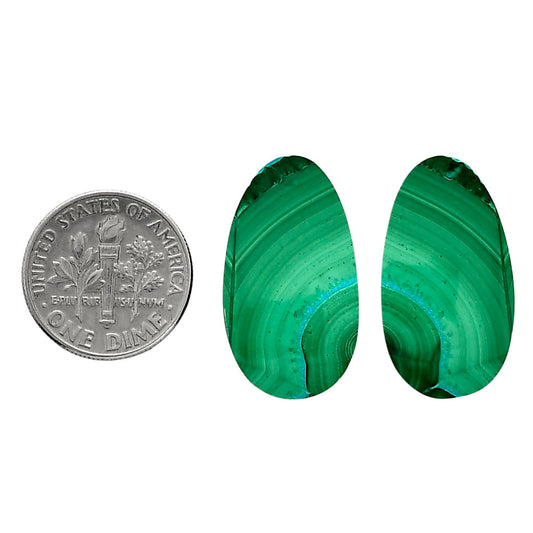 Malachite Eye Pair 14x25.35x4.5 mm Oval Shape Polished Gemstone LS65-04279