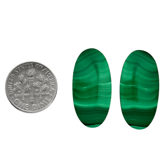 Malachite Eye Pair 13.6x27.1x4 mm Oval Shape Polished Gemstone LS65-04281