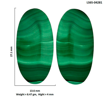 Malachite Eye Pair 13.6x27.1x4 mm Oval Shape Polished Gemstone LS65-04281