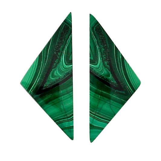 Malachite Eye Pair 14.5x35.3x3.5 mm Fancy Shape Polished Gemstone LS65-04282