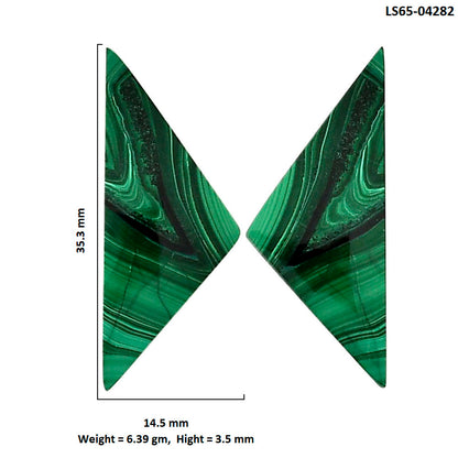 Malachite Eye Pair 14.5x35.3x3.5 mm Fancy Shape Polished Gemstone LS65-04282