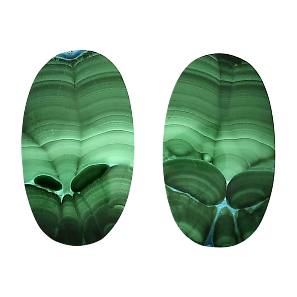 Malachite Eye Pair 14x23.9x4.5 mm Oval Shape Polished Gemstone LS65-04283