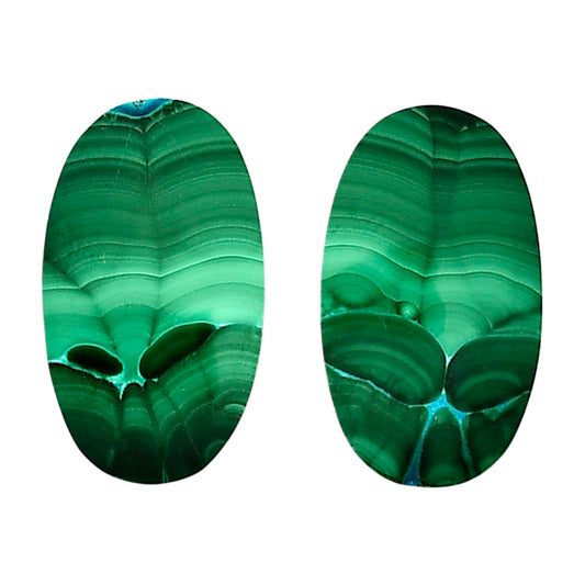 Malachite Eye Pair 14x23.9x4.5 mm Oval Shape Polished Gemstone LS65-04283