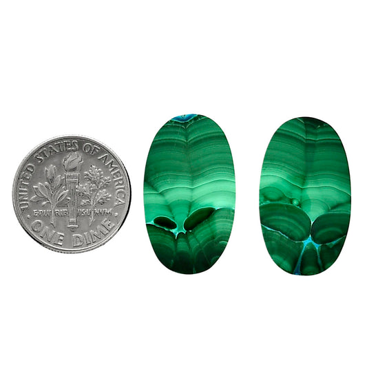 Malachite Eye Pair 14x23.9x4.5 mm Oval Shape Polished Gemstone LS65-04283