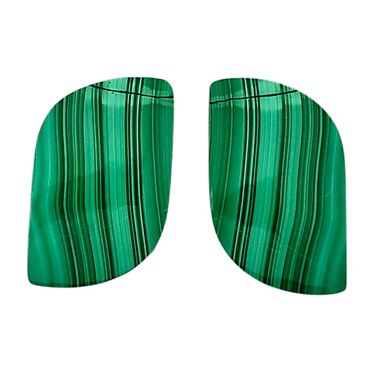 Malachite Eye Pair 14.8x26x4 mm Fancy Shape Polished Gemstone LS65-04284