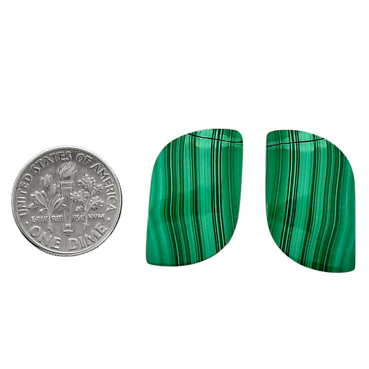 Malachite Eye Pair 14.8x26x4 mm Fancy Shape Polished Gemstone LS65-04284