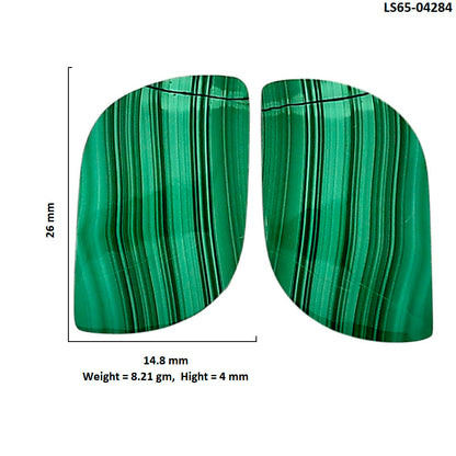 Malachite Eye Pair 14.8x26x4 mm Fancy Shape Polished Gemstone LS65-04284