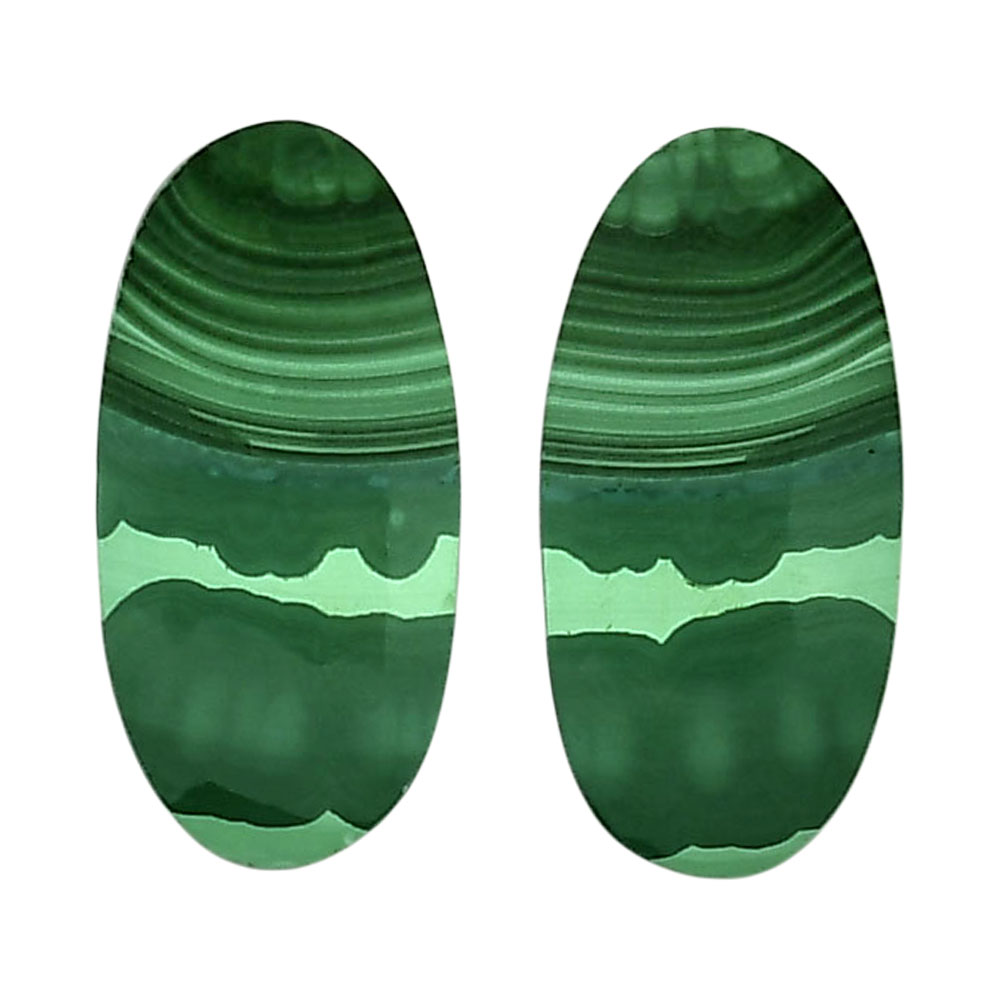 Malachite Eye Pair 13.2x27.1x4 mm Oval Shape Polished Gemstone LS65-04285