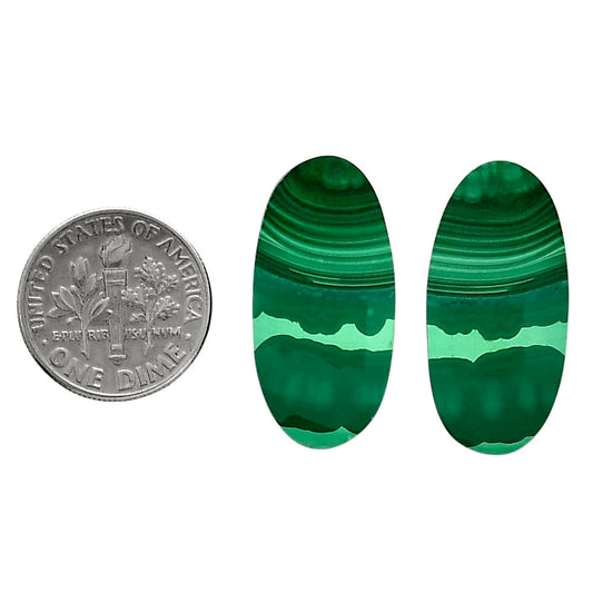Malachite Eye Pair 13.2x27.1x4 mm Oval Shape Polished Gemstone LS65-04285