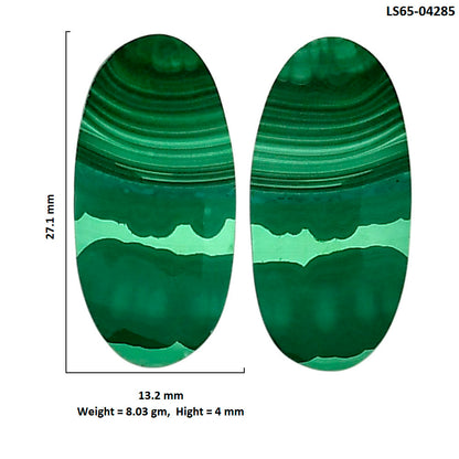 Malachite Eye Pair 13.2x27.1x4 mm Oval Shape Polished Gemstone LS65-04285