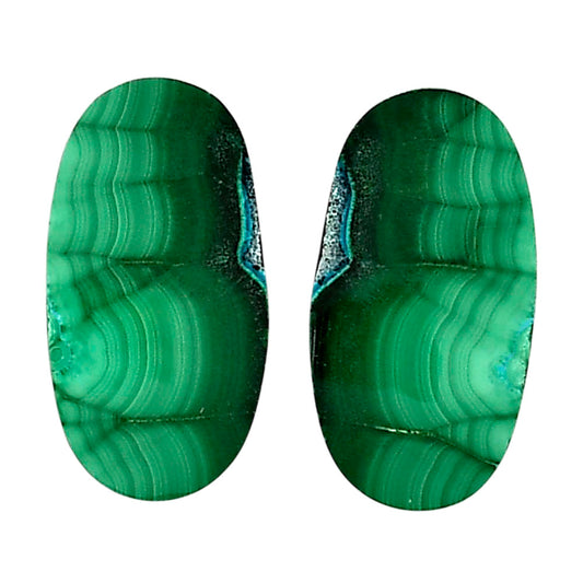 Malachite Eye Pair 13.8x26x3.8 mm Oval Shape Polished Gemstone LS65-04286