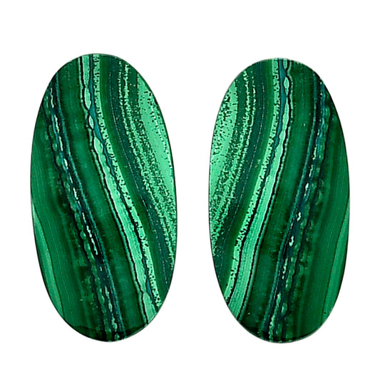 Malachite Eye Pair 13.5x26.2x4 mm Oval Shape Polished Gemstone LS65-04287