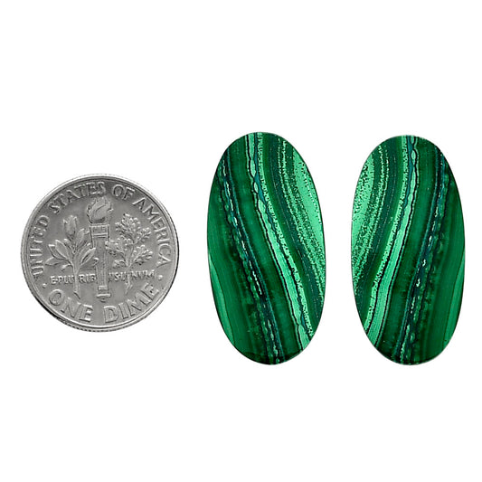 Malachite Eye Pair 13.5x26.2x4 mm Oval Shape Polished Gemstone LS65-04287