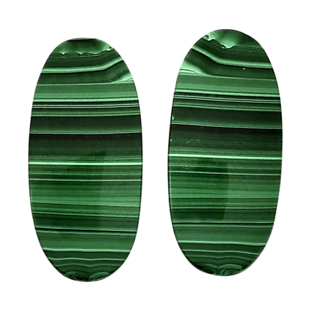 Malachite Eye Pair 13.1x27.8x3.5 mm Oval Shape Polished Gemstone LS65-04288