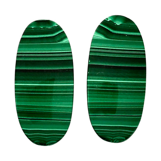 Malachite Eye Pair 13.1x27.8x3.5 mm Oval Shape Polished Gemstone LS65-04288